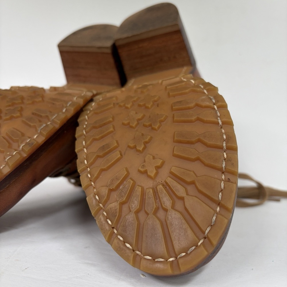 Vintage Frye Sabrina 6G Lace Up Boot 7.5 Saddle Leather Made USA Vibram Lug Heel - Picture 14 of 16